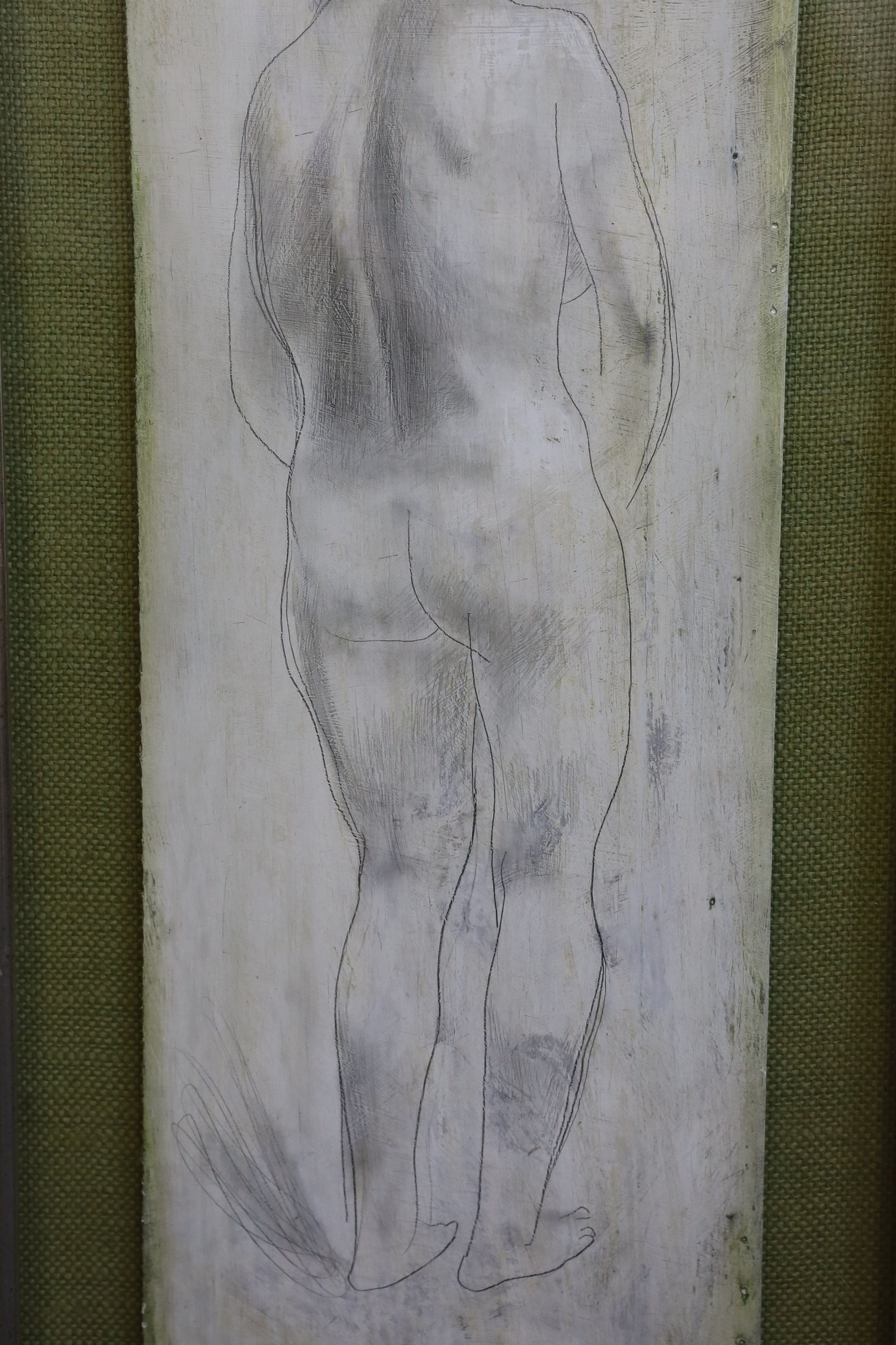 Dame Barbara Hepworth (1903-1975), 'Girl (Pillar) 1949', oil and pencil on board, 68 x 22cm